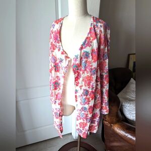 NWOT Soft Surroundings Floral Embroidered Topper Cardigan Duster